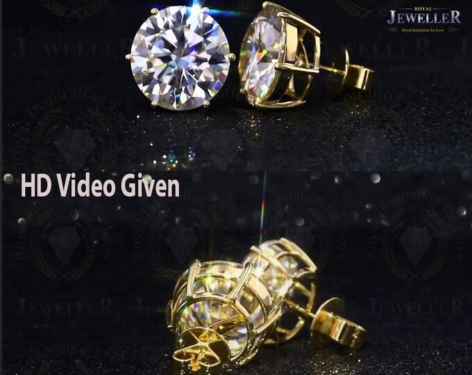 3.45Ct Round Cut Stud Earring ,Round shape Colorless Sparkle Moissanite Stud Earring For Woman, Sparkle Earring Platinum, 18KT, 10KT, 14KT,