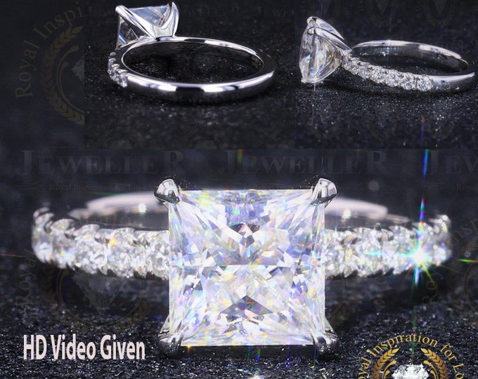 3.21 CTW Princess Colorless Moissanite Ring |4 Prongs | Solitaire Ring | Engagement Ring | Wedding Ring | Bridal Set | 14Kt White Gold Ring