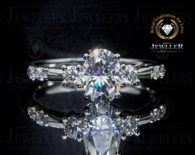 2.1ct Engagement Ring Forever One Moissanite Engagement Ring Oval Cut Wedding Ring Customized 14K white Gold Ring Promise Women Diamond Ring