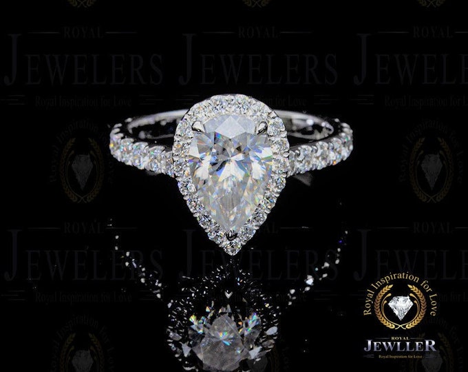 10x7mm 14kt White Gold Round Forever One Moissanite Diamond Vintage Art Deco Halo Engagement Ring, Wedding Ring , Anniversary Ring For Gift