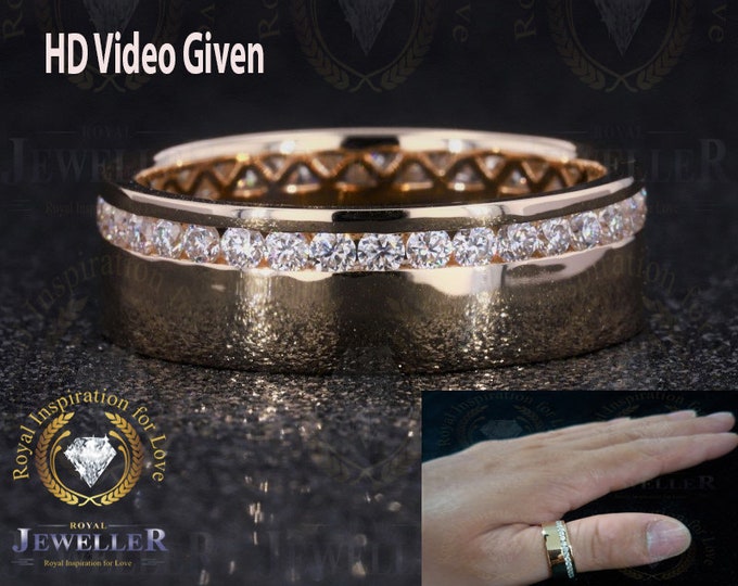 1.89Ct Colorless Moissanite Full Wedding Band Channel Setting Eternity Band Anniversary Stackable Ring, Moissanite Band For Special Gift