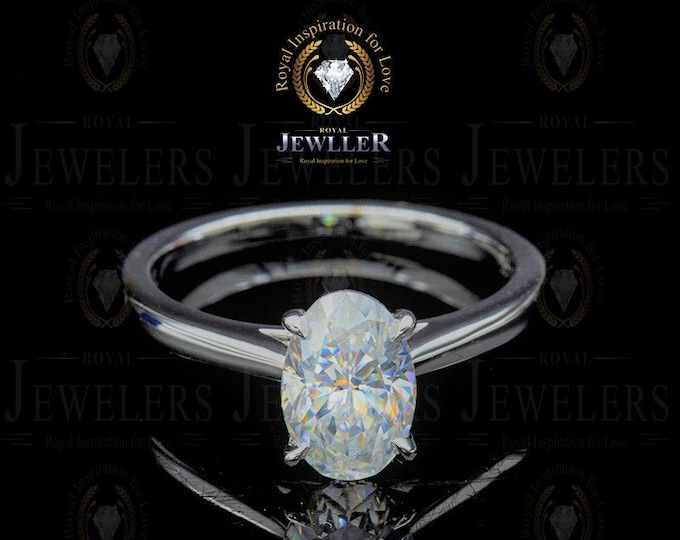 3.45C Oval Forever One Sparkle Moissanite Cathedral Solitaire Ring Engagement Ring 14kt White Gold,Wedding Ring ,Anniversary Ring For Gift