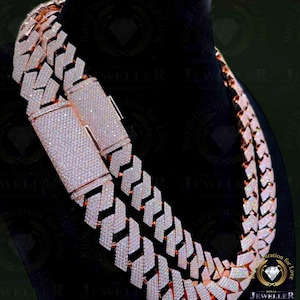 58.12CT Ideal VVS1 Moissanite Miami Cuban Chain, 20mm Alternate Real Diamond Hip Hop Cuban Link Cuban, Iced Out Cuban White Gold Plated.