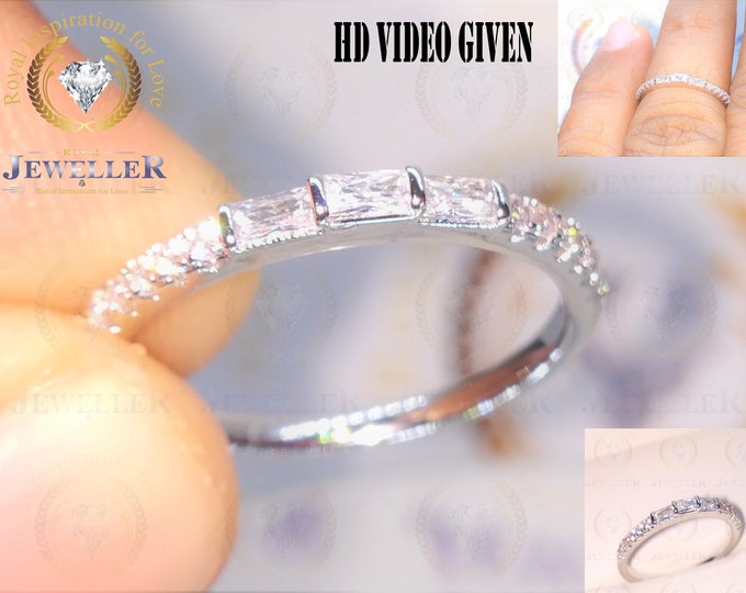 Art Deco Forever One DEF Color Moissanite Band, Gold Matching Ring, Moissanite Wedding Band, Eternity Band, Diamond Matching Gold Ring