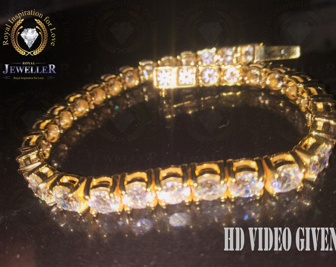 17.45ct Forever One Moissanite Tennis Bracelet, Prong Setting Round Moissanite Bracelet, Gold Bracelet, Personalized Length Bracelet Beloved
