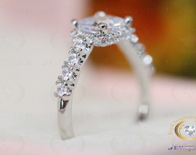 7mm Princess Cut Colorless Moissanite Two-Tone Hidden Halo Ring With Eternity Cathedral Shank Solitaire Ring, Wedding Ring,Engagement Ring