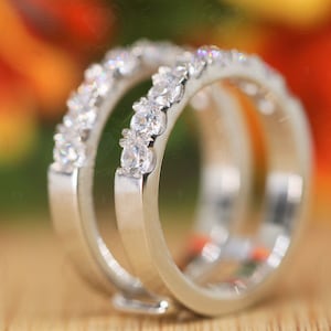 Round Cut D Colorless Moissanite Enhancer Guard Ring/ Wedding Band/ Sparkle Wrap Ring For Woman/14K Gold Engagement Band/Guard Enhancer Band