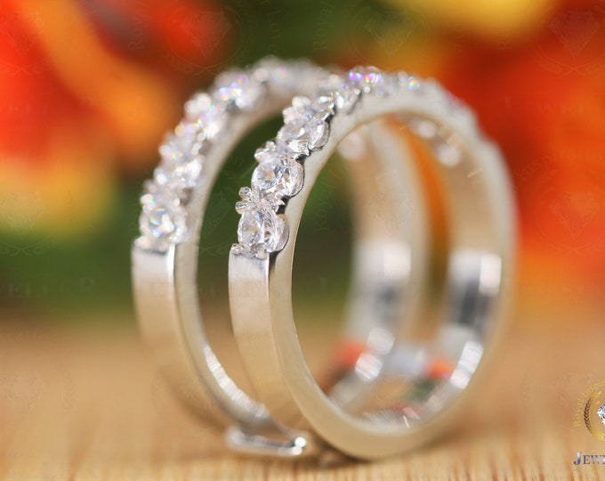 Round Cut D Colorless Moissanite Enhancer Guard Ring/ Wedding Band/ Sparkle Wrap Ring For Woman/14K Gold Engagement Band/Guard Enhancer Band