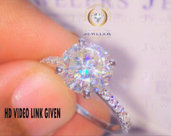 2.67ct Round Forever One Moissanite Engagement Ring, Round Moissanite Wedding Ring, 14K/18k Gold Ring,  Round Solitaire Ring DEF Moissanite