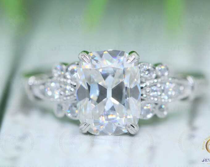 4.21CTW Elongated Cushion OEC Moissanite Ring | 950 Platinum Ring | Colorless Moissanite Engagement ring | Wedding Ring | Dual Needle Prong