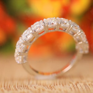 3.21CTW Prong Set Eternity band 14kt White Gold Promise Band, Colorless Moissanite Round Cut Wedding Band, Anniversary Band, Wedding Gift
