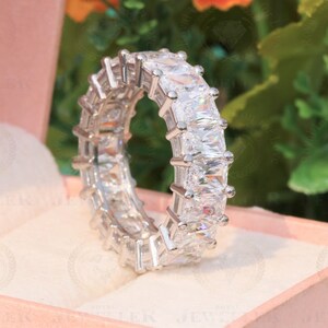 6x4 MM Radiant Cut Eternity Band, Moissanite Wedding Band, Full Eternity Band, 8.82CT Colorless Moissanite, Anniversary Gift Eternity Ring