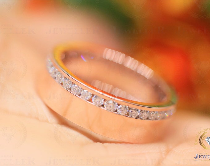 2.87Ct Colorless Moissanite Full Wedding Band Channel Setting Eternity Band Anniversary Stackable Ring, Moissanite Band For Special Gift