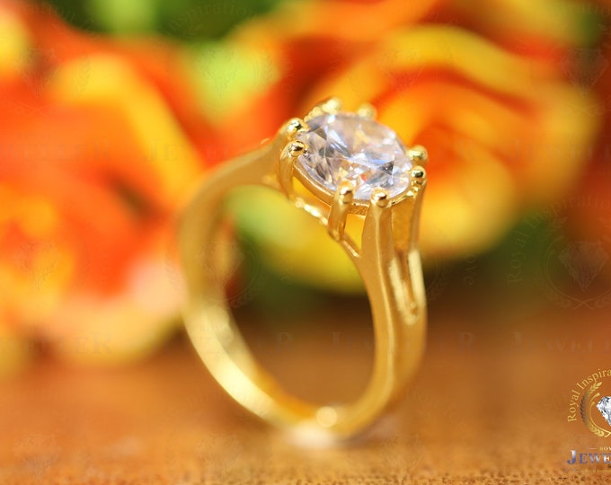 3.00 Ct Round Cut Colorless Moissanite Solitaire Ring, 14k Gold Engagement Ring, Solitaire Ring, Alternative Diamond Ring, Wedding Ring