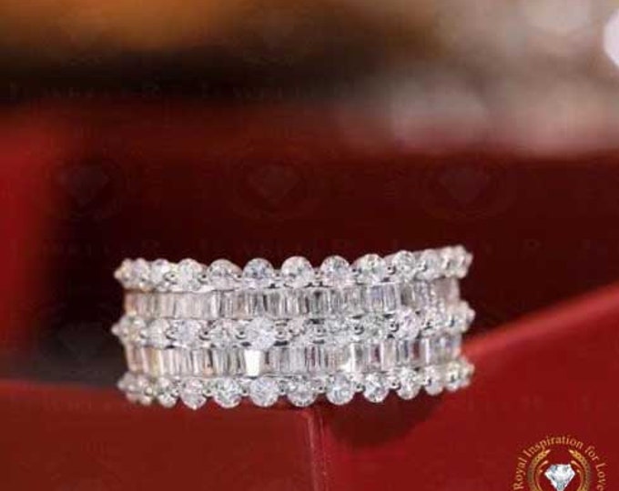 2.59C VS/FG Real Lab Diamond Double Row Grown Diamond Delicate Wedding Rings,Anniversay Band, Promise RIng For Gift 18K Gold Engagement Band