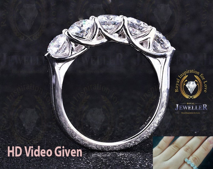 2.38CTW Round Cut Brilliant Cut Colorless Moissanite Wedding Band Half Eternity, Anniversary Gift For Women, 14Kt Yellow/White/Rose Gold