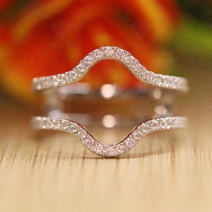 Oval Cut D Colorless Moissanite Wedding Band/ Enhancer Guard Ring/ Sparkle Wrap Ring For Woman/14K Gold Engagement Band/Guard Enhancer Band