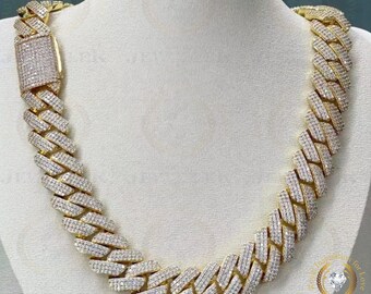 16mm Vvs1/colorless Moissanite Cuban Link Chain, Hip Hop