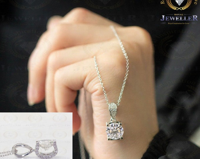 9mm Round Forever One EF Color Moissanite Pendent,18 Inches Chain , Necklace Newest Women Jewelry Gold Chain Gift , Pendant Necklace Gold