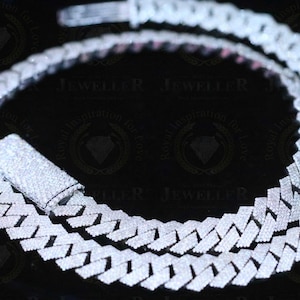 61.92CT VVS1 Moissanite Miami 4 line Cuban Chain,  14mm Alternate Real Diamond Hip Hop Cuban Link Cuban, Iced Out Cuban White Gold Plated.