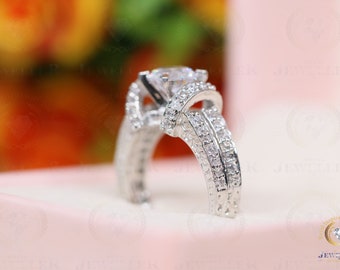 Round Colorless Moissanite Solitaire White Gold Engagement Ring, Anniversary Ring For Her