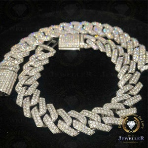 16mm Iced Out Cuban Link Bracelet, VVS Colorless Moissanite Alternate Real Diamond Hip Hop Bracelet, Iced Out Miami Bracelet, Gift for Him