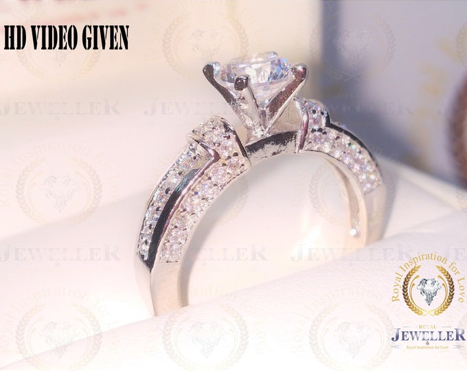 Forever One Moissanite Engagement Ring, Moissanite Wedding Ring, 14K Gold Ring, Art Deco Ring, Anniversary Ring, Moissanite Engagement Ring
