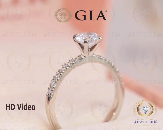 0.64Ct 5.5mm GIA Approved Genuine Real SI1 Diamond Ring, Diamond Wedding Ring, Gold Ring, Solitaire Diamond Gold Ring For Her, Wedding Gift