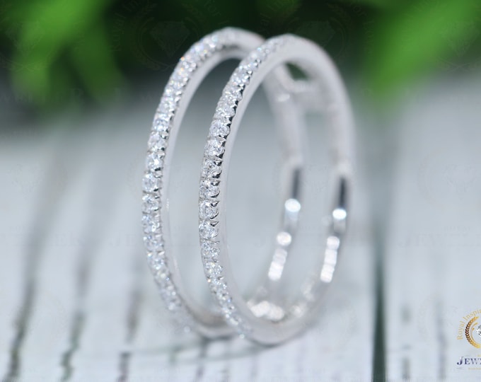 Round Cut D Colorless Moissanite Wedding Band/ Enhancer Guard Ring/ Sparkle Wrap Ring For Woman/14K Gold Engagement Band/Guard Enhancer Band