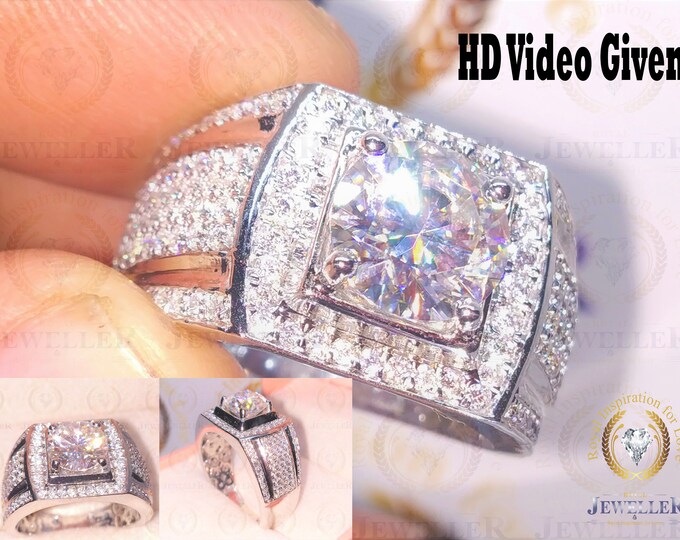 8.0mm Forever One Art Deco, Moissanite Engagement Ring, Moissanite Men's Ring, Moissanite Mens Ring, 14K/18K Gold Ring, Men's Wedding Ring