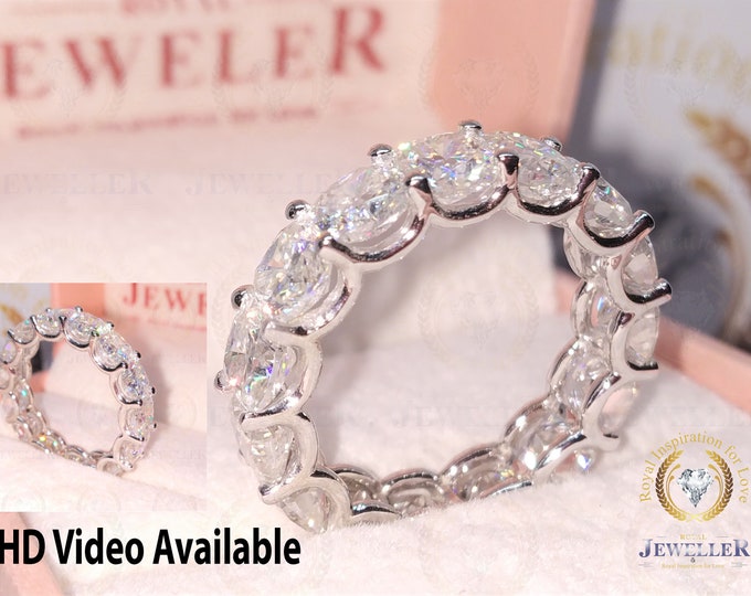 Eternity Wedding Band, 7.89ct Cushion Cut Anniversary Band, Forever One Moissanite ,Eternity Band, Art Deco Matching Band, Eternity Band