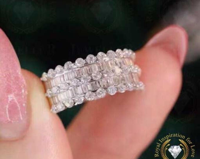 2.59C VS/FG Real Lab Diamond Double Row Grown Diamond Delicate Wedding Rings,Anniversay Band, Promise RIng For Gift 18K Gold Engagement Band