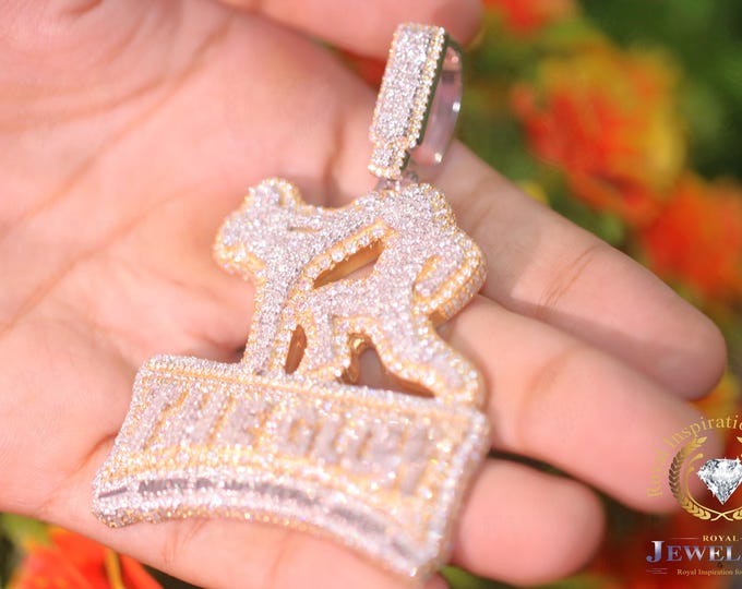 Same Custom Karate Kick Sign Pendent,Hip Hop VVS1 Round Colorless Moissanite Pendant, White-Yellow Gold Plated 925 Charm Gift For Him/Her