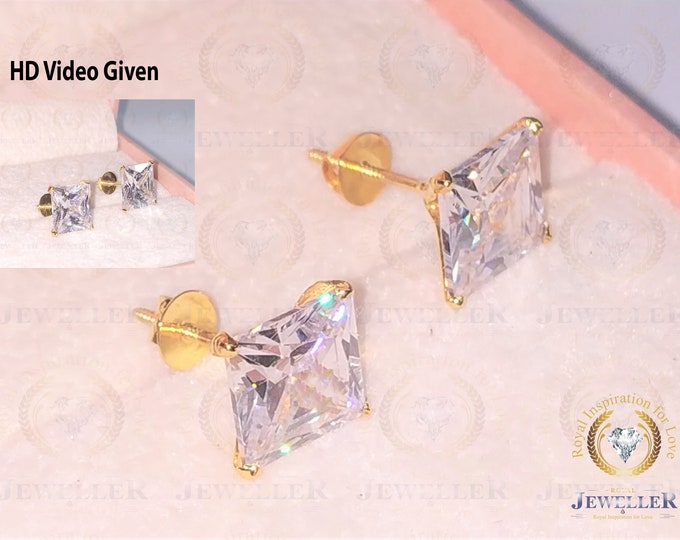 Princess Colorless Moissanite Earrings | Stud Earrings Gift | Wedding Earrings | White Gold Earrings Princess | Free Shipping 3mm 4mm 5mm