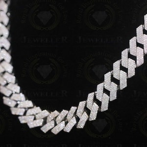 67.12CT VVS1 Moissanite Miami 4 line Cuban Chain,  20mm Alternate Real Diamond Hip Hop Cuban Link Cuban, Iced Out Cuban White Gold Plated.