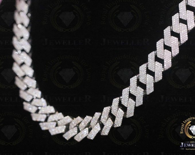67.12CT VVS1 Moissanite Miami 4 line Cuban Chain,  20mm Alternate Real Diamond Hip Hop Cuban Link Cuban, Iced Out Cuban White Gold Plated.