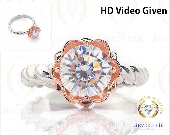 Flower Shape 2.79CTW Forever One Moissanite EF Color,Wisted Rope Ring 950 Platinum/White Gold Infinity Band 3mm Stacking Ring Spacer Wedding