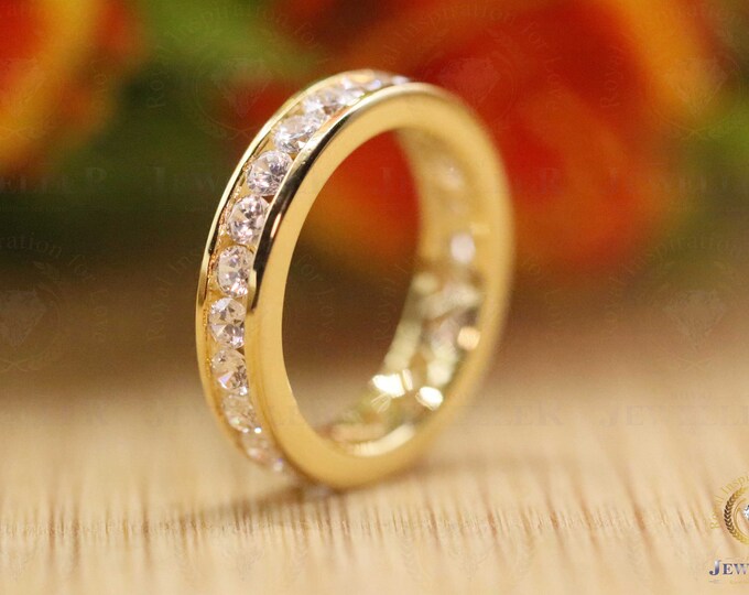 2.78Carat Colorless Moissanite Full Wedding Band 14K Channel Setting Eternity Band Anniversary Stackable Ring All Metal Color's Wedding Band