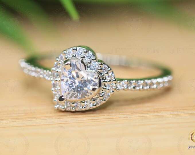 1.67CTW Heart Cut Certified Forever One Moissanite Engagement Ring, Moissanite Accented Pave Ring, Moissanite Halo Anniversary Ring For Her