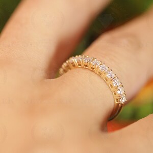 Full Eternity band With colorless VVS1 moissanite | Comfort fit Anniversary band | Matching Engagement Band | Wedding Band | 14K Yellow Gold