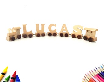 Wooden Train Letters Set For Personalized Christening Birthday Gifts