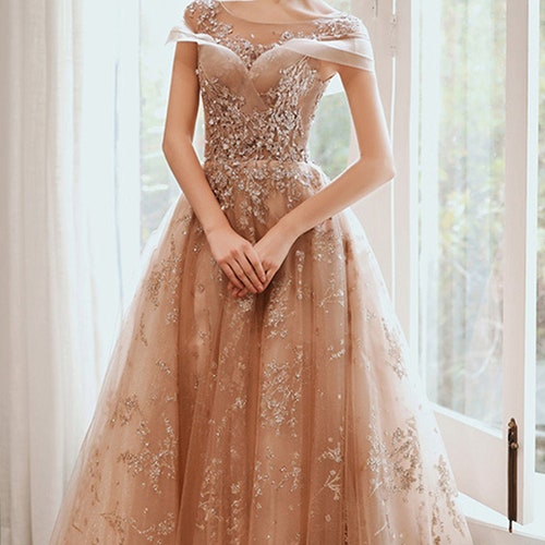 Glitter off Shoulder Prom Dress Light ...