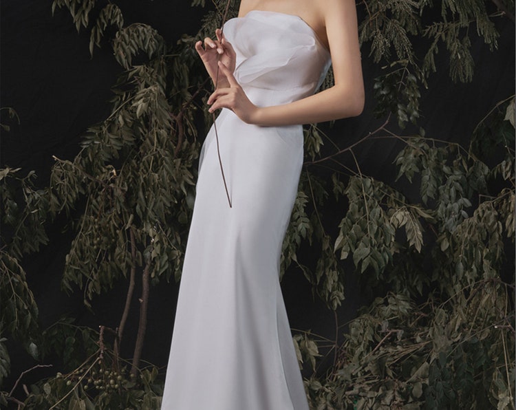 Greoenel Amor 2023 Strapless Elegant Mermaid Long Tight Wedding Dresses