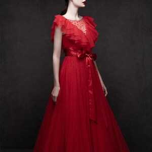 Red colour party frocks shop