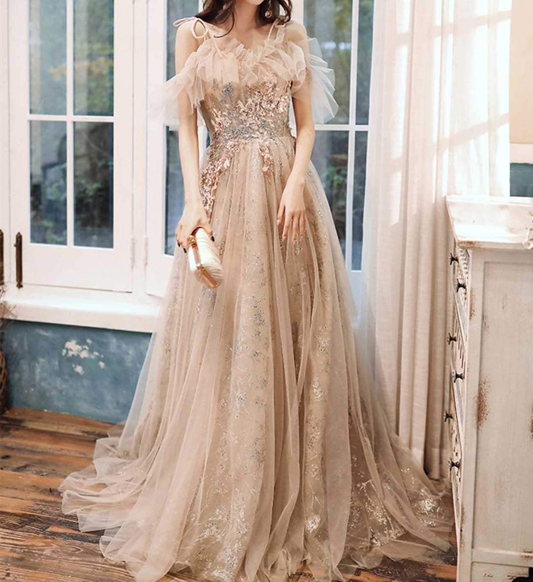 Sparkly Girls Prom Dress Romantic Straps Party Dress off Etsy