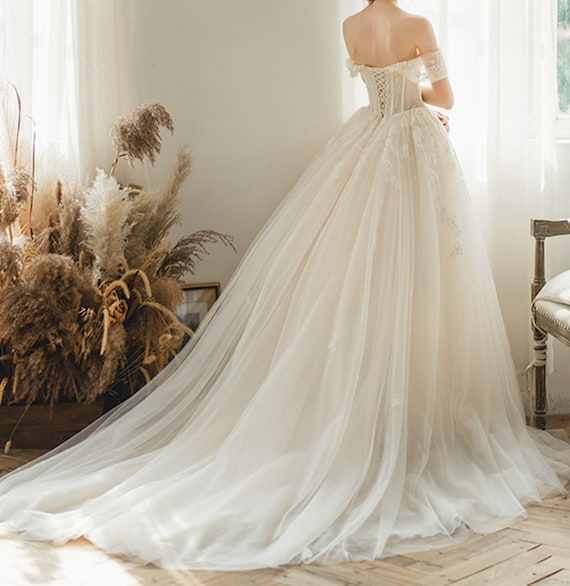 champagne bridal dress