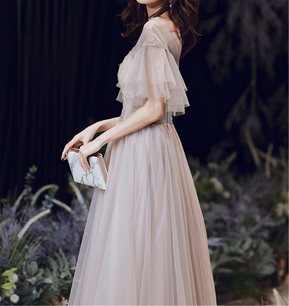 Elegant Prom Dress Women Long Evening Dress Light Khaki Party