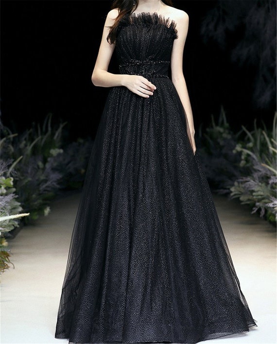 Graduation ball gown black sale