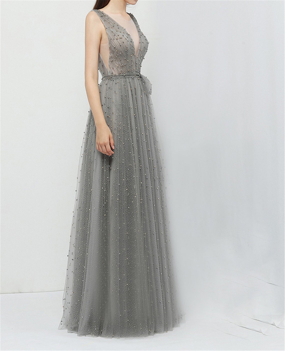 deep v evening gown
