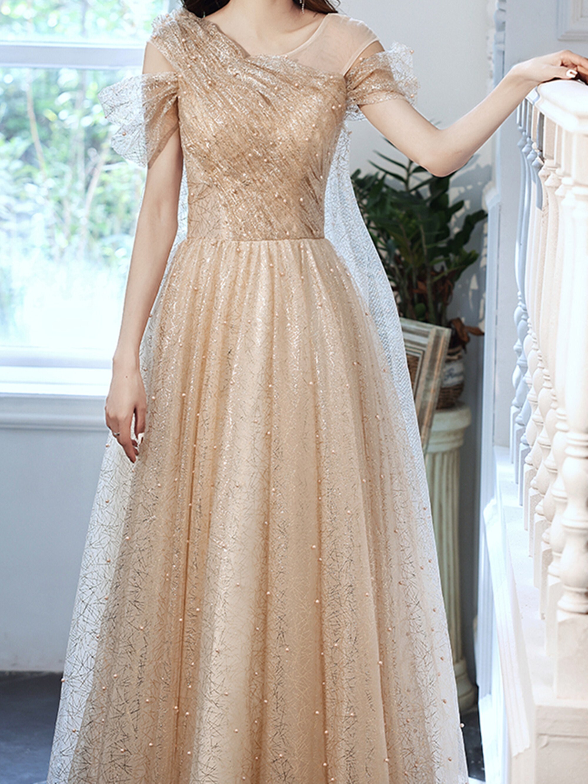 Champagne gold gowns cheap